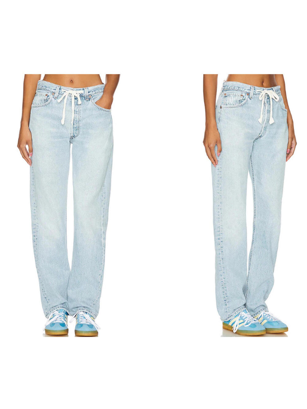 ALIGRACE Vintage Drawstring Wide Leg Jeans Light Denim Size 26 NWT $388msrp